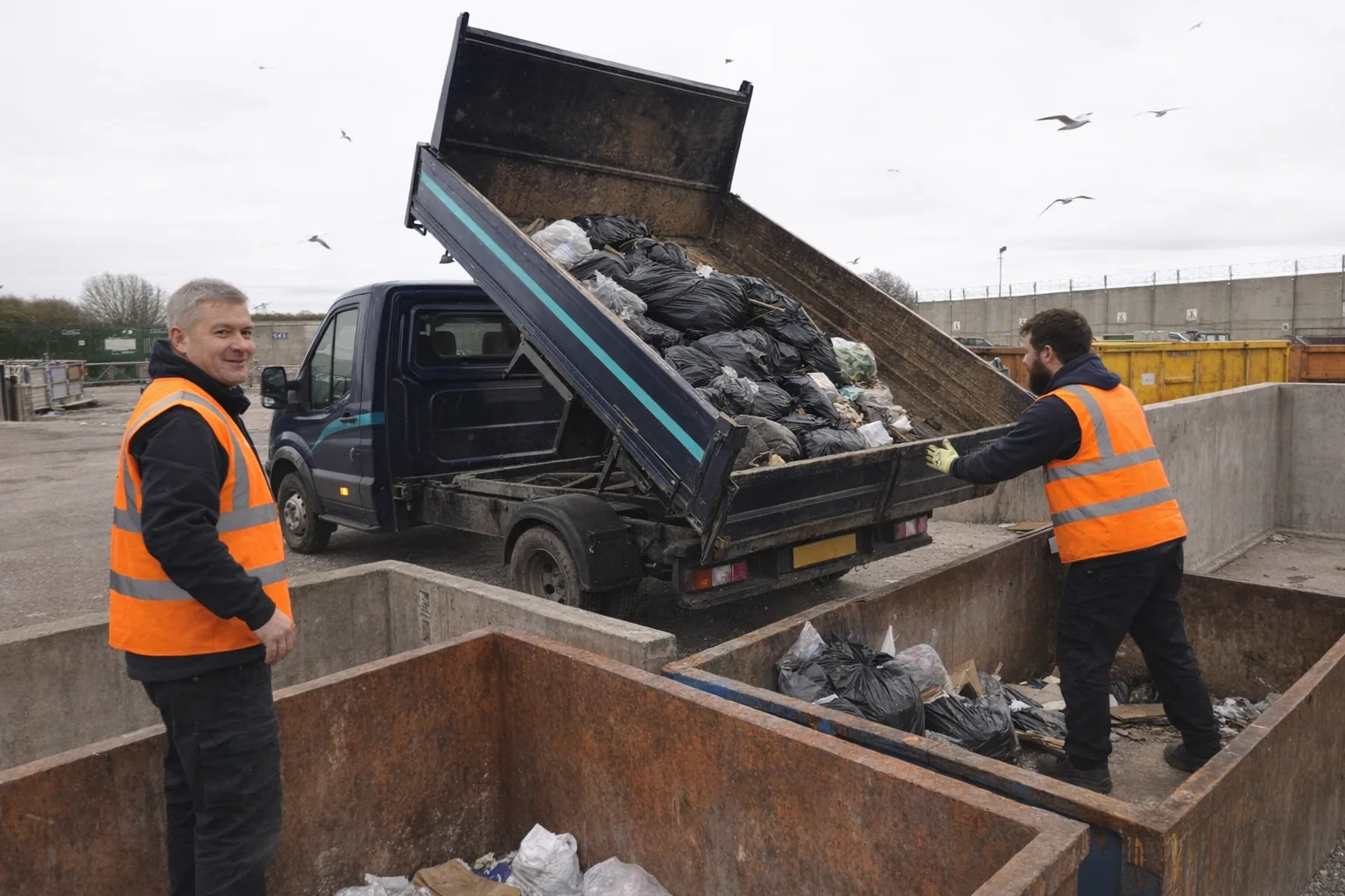 Rubbish being tipped at an authorised Lancashire waste facility